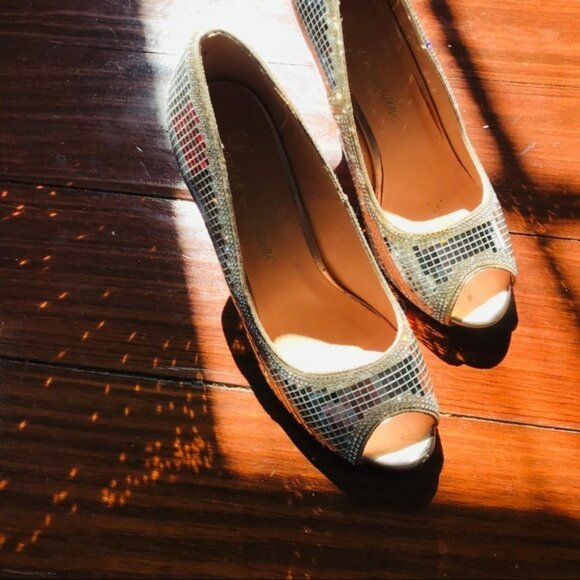 Lauren Lorraine Pauline Peep Toe Mirror Rinestone - Picture 2 of 7